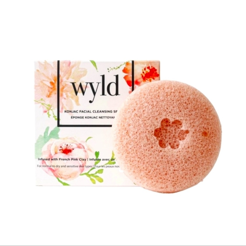 Wyld French Pink Clay Konjac Facial Cleansing Sponge BNIB